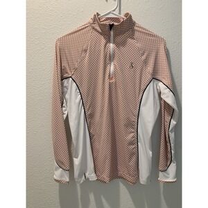 Peter Millar 1/4 Zip Pullover 50+ UPF Women's Peach/White - Golf Sweater Size XS